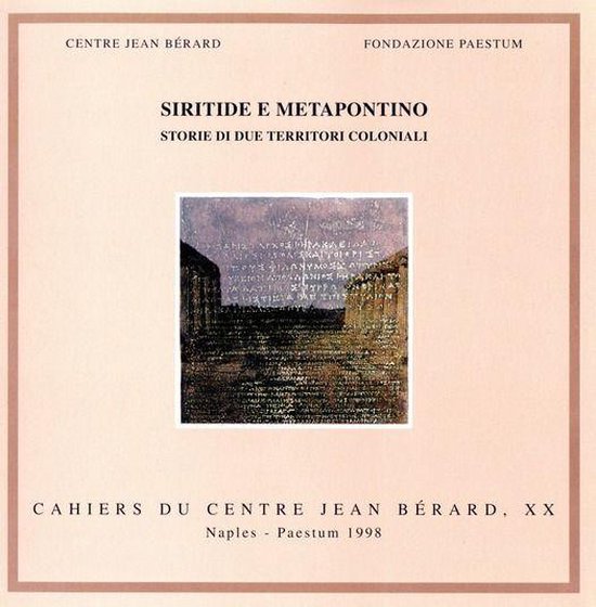 Cahiers du Centre Jean Bérard - Siritide e Metapontino - cover
