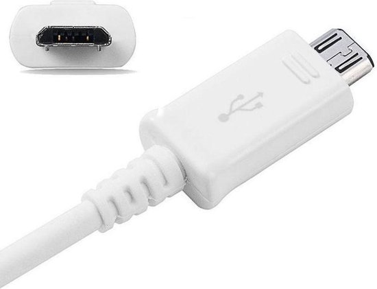 Micro USB oplader voor Samsung, Sony, Huawei, LG + 1m kabel wit - 2.0A fast  charger | bol.com