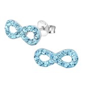 Joy|S - Zilveren Infinity oorbellen 11 x 5 mm blauw kristal