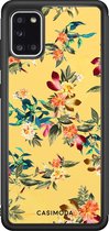 Samsung A31 hoesje - Bloemen geel flowers | Samsung Galaxy A31 case | Hardcase backcover zwart