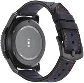 Smartwatch bandje - Geschikt voor Samsung Galaxy Watch 3 45mm, Gear S3, Huawei Watch GT 2 46mm, Garmin Vivoactive 4, 22mm horlogebandje - PU leer - Fungus - Gaatjes - Blauw