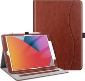 Dasaja -  iPad 10.2 inch (2019 / 2020 / 2021) stevige hoes - met opbergruimte – 3 standen - met pencil houder – Bruin