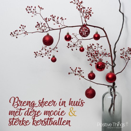 Kerstballen Plastic – Kerstversiering Rood - Kerstbal Set Van 101 Stuks Met Piek - Voor Een Stijlvolle Kerstboom - Positive Things
