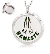 Akyol® Geurketting Namasté: Ketting met aroma therapie medaillon | Geur hanger met boom 30mm