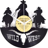 Lp Wandklok Wild West - Vinyl - Klok met cowboys - 29,5 cm