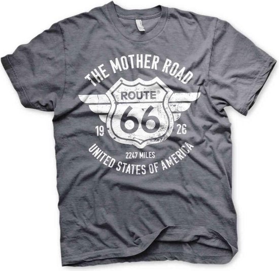 Route 66 Heren Tshirt -L- The Mother Road Grijs