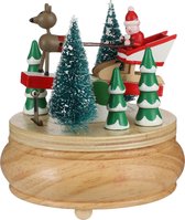 Tom Muziekdoos Kerstman 13 X 11 Cm Hout Naturel/groen