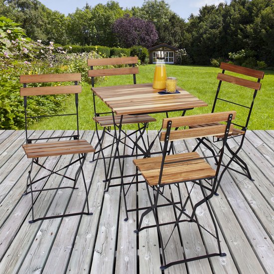 trompet Landgoed beroerte Relaxdays tuinstoel set van 4 - metaal & hout - opklapbaar - geen  armleunleuning - natuur | bol.com