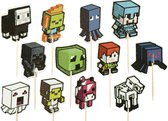 Minecraft |12 stuks|cupcake - cupcake decoratie - cupcake versiering - cupcake toppers - taart decoratie - taartversiering