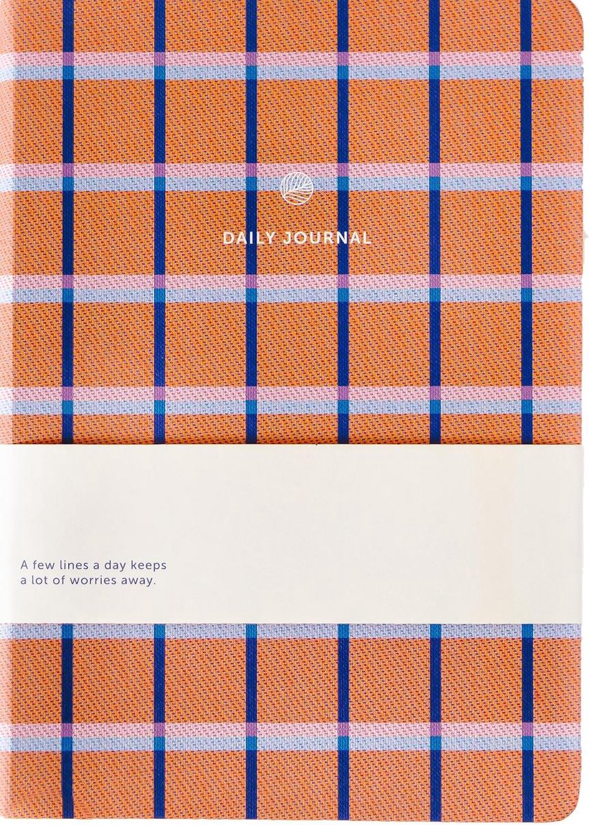 A-journal Dagboek - Daily Journal - 5 minuten dagboek - Oranje Lila Blauwe Ruit