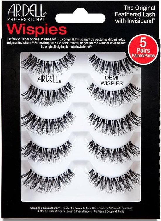 Ardell Demi Wispies Multipack - 5 paar Nepwimpers van Echt haar - Gemiddeld volume, gemiddelde lengte - Uitlopend - Signature Wispies-stijl met kriskras, bevedering en krul