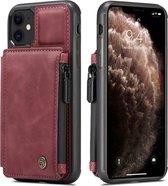 Leren hardcase met portemonnee iPhone 11 - bordeaux