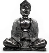 Boeddha Beeld - Wit & Grijs - 15 x 10 x 6cm