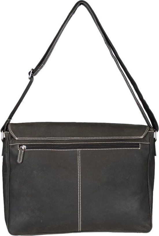 Messenger Bag Of Werktas Van Zwart Leer Met Een Stevige
