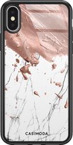 iPhone X/XS hoesje glass - Marble splash | Apple iPhone Xs case | Hardcase backcover zwart