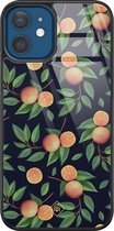 iPhone 12 hoesje glass - Fruit / Sinaasappel | Apple iPhone 12  case | Hardcase backcover zwart