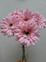 Zijden bloemen Gerbera licht roze top kwaliteit 2 stuks
