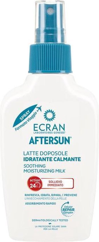 ECRAN AFTER SUN Spray: Kalmerende hydraterende melk voor na het zonnen. 24 uur hydratatie. Snel absorberend.