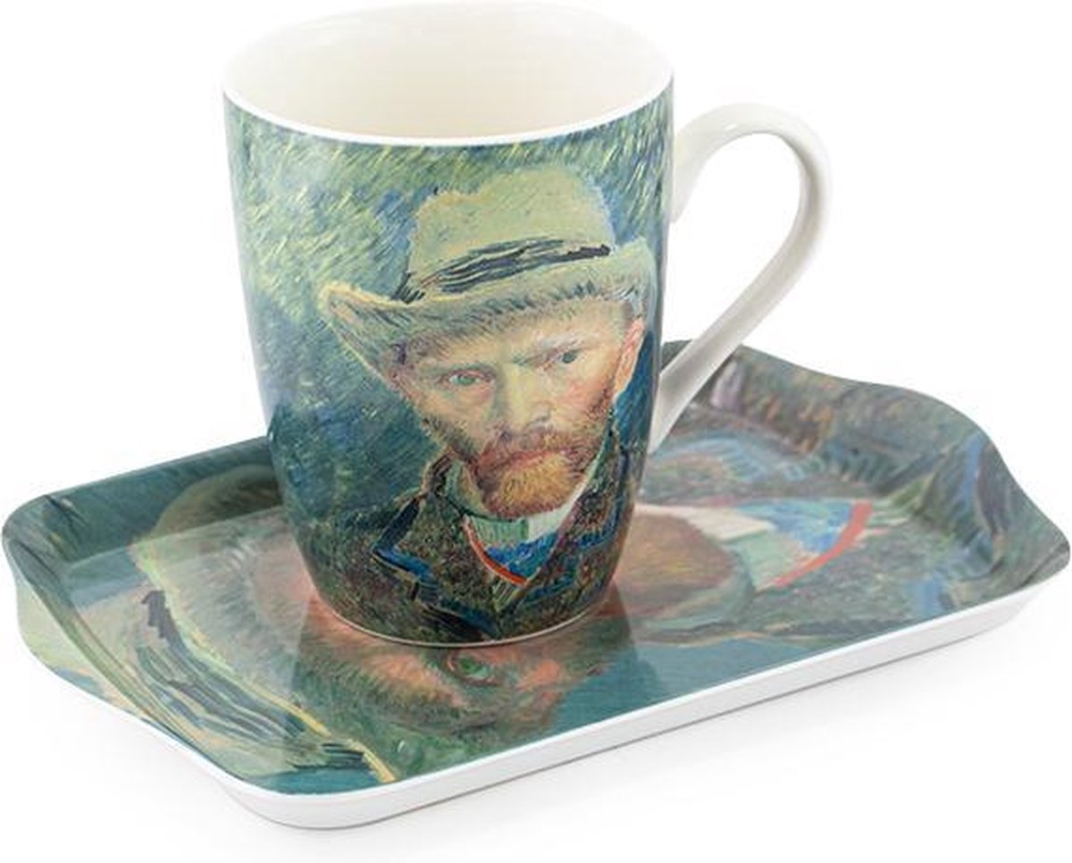 Kado set: mok en dienblaadje, Selfportrait, Van Gogh