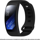 Zwart bandje geschikt voor Samsung Gear Fit 2 SM-R360 & Fit2 Pro SM-R365 - horlogeband - polsband - strap - siliconen - rubber - black – Maat: zie maatfoto