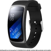 Zwart sporthorlogebandje voor Samsung Gear Fit 2 SM-R360 & Fit2 Pro SM-R365 – Maat: zie maatfoto - horlogeband - polsband - strap - siliconen - rubber - black