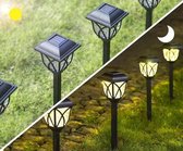Solar Lampen Classic - Set van 10 - Tuinprikkers/Tuinstekers 43 cm(H) - Gaat automatisch aan in het donker - Water/Weerbestendig - Solar tuinverlichting op zonne-energie