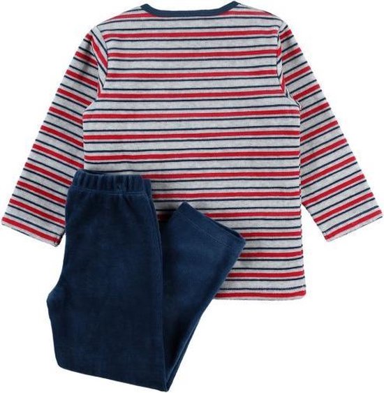Noukie s Pyjama Velours Rayure gris marine rouge Gar on