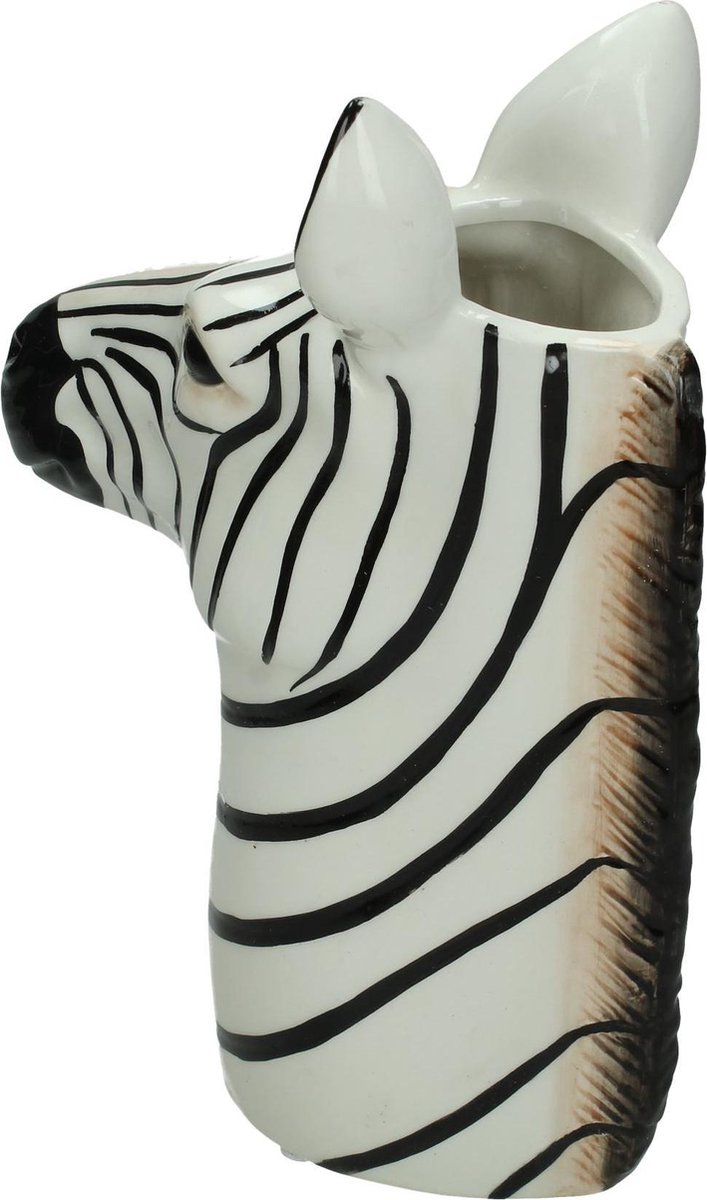 Wants&Needs Vaas Zebra Zwart Wit 19 X 10 X 25cm | bol.com