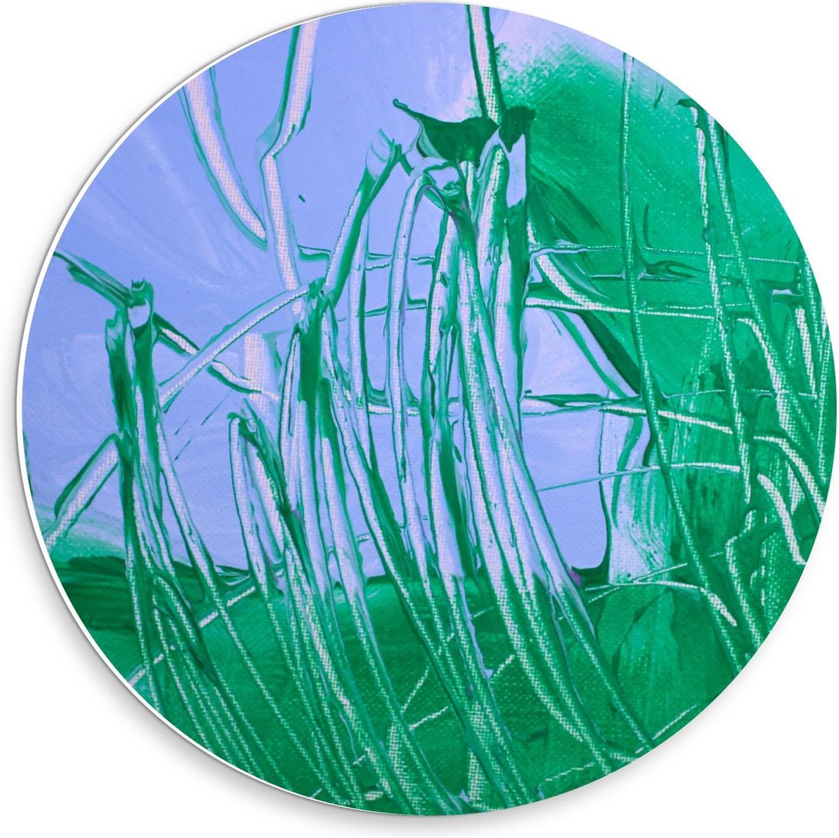 Forex Wandcirkel - Groene Verf op Doek - 30x30cm Foto op Wandcirkel (met ophangsysteem)