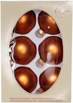 Kerstbal cognac - Set van 6 stuks - Glas - d7cm