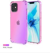 iPhone 12 Pro (6.1) hoesje - transparant hoesje - regenboog roze/paars - siliconen - leuke kleur - hoesje met print -