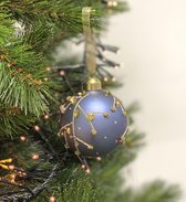 Oneiro's luxe kerstbal SPARK blauw – ø80 mm – multi -  kerstbal - luxe verpakking – kerstcollectie – kerstdecoratie – kerstboomhanger – kerstversiering - goud