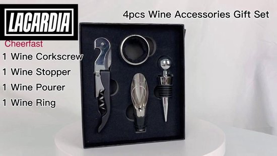 Wijnopener Accessoires Gift Set, 5 Stks Deluxe Wijnfles Kurkentrekker Schroevendraaier Kit Huisverwarmende Bruiloft Verjaardagscadeau voor Wijnliefhebber