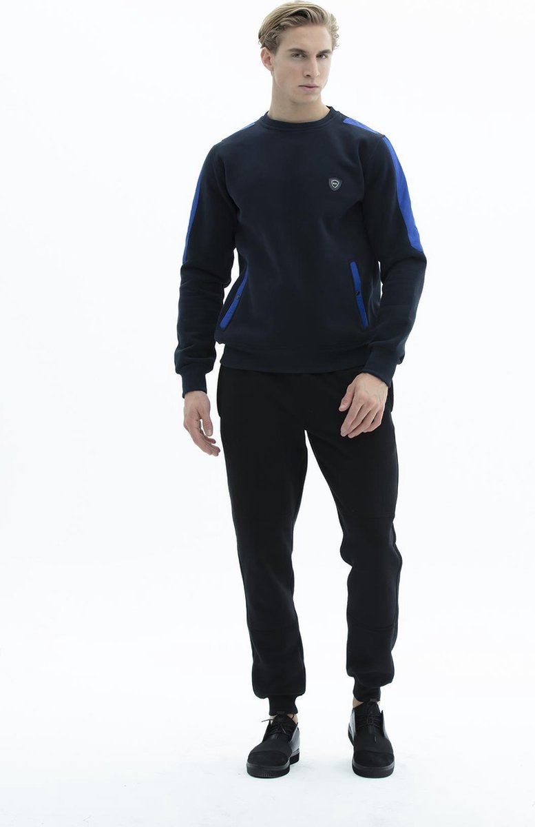 SCR. Lelyan - Warme Heren Sweater - Trui met steekzakken - Donkerblauw - Maat M