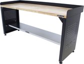 Kraftmeister werkbank 200 cm - Werktafel met eiken werkblad - Zwart