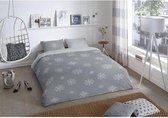 Dekbedovertrekset Jule luxe flanel wit & grijze sneeuwvlokken 240x220 King