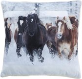 Kussen Paarden - ca. 45x45 cm - 100% polyester ( set van 2 stuks )