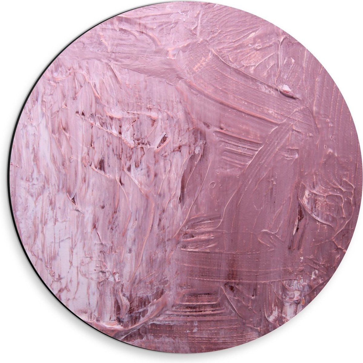 Dibond Wandcirkel - Roze Plakkaat Verf - 30x30cm Foto op Aluminium Wandcirkel (met ophangsysteem)