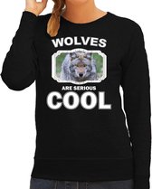 Dieren wolven sweater zwart dames - wolves are serious cool trui - cadeau sweater wolf/ wolven liefhebber 2XL
