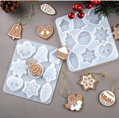Engel - Kerstbal - Ster - Kersthanger - Siliconen - 9 Delig - Mal - Kerst - Epoxy - Gietmal - 13cm x 11.5cm