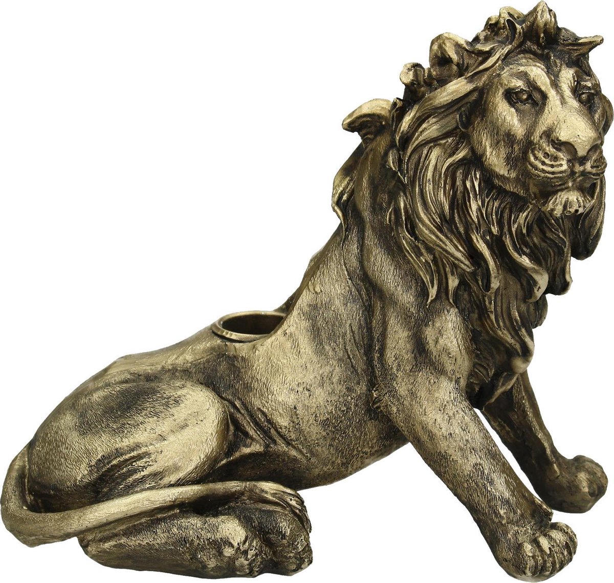 Wants&Needs Kandelaar Lion Polyresin Goud 18.5 X 9.5 X 17
