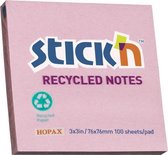 Stick'n recycled sticky notes - 76x76mm, pastel roze, 100 memoblaadjes