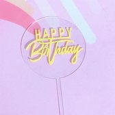 Cake Topper Happy Birthday Geel/Yellow |Verjaardag/Birthday | Taartdecoratie | Taartversiering | Taarttopper |
