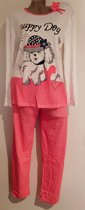 Dames pyjamaset met hondenafbeelding L 40-42 roze