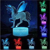 3D lamp unicorn - eenhoorn 16 kleuren met afstandsbediening