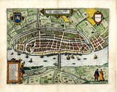 Mooie historische plattegrond, kaart van de stad Kampen, door L. Guicciardini in 1612