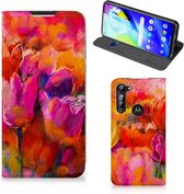 Coque avec Texte Motorola Moto G8 Power Smart Cover Tulips