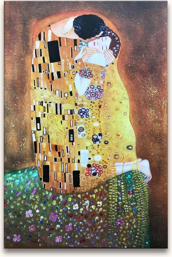 Peinture à l'huile peinte à la main - huile sur toile - Gustav Klimt 'The Kiss'