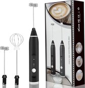 Ease Electronicz Melkopschuimer Electrisch met 2 opzetstukken | Oplaadbaar | Melkopschuimer Handmatig | 3 Snelheden