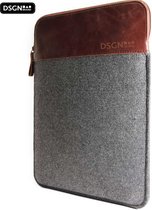 DSGN COVER - Laptophoes 14 inch - Notebook - Chromebook - Laptop Sleeve Hoes Case - Vilt - Vilten - Leer - Grijs - Bruin